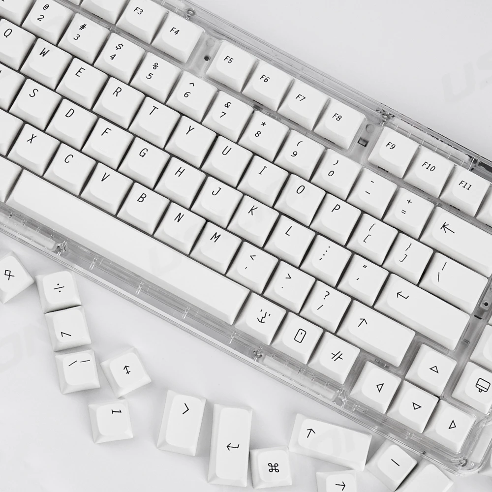 USLION 137 키 XDA 프로필 PBT 키캡, 흰색 심플 비즈니스 스타일 키캡, MX 스위치 기계식 키보드용 DIY 키트