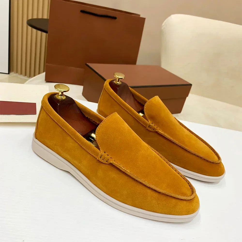 Loafers New Spring and Autumn Suede Leather Flat Genuine Leather Men Walking Shoes Lazy Soft Bottom Casual Shoes big size