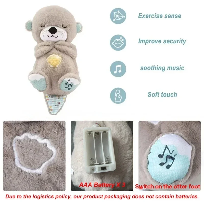 Cute Breathing Otter Soothing Plush Teddy Bear Sleep Doll Snuggle Buddy Gift 
toys with light Rhythmic Dolls for baby newborn 2