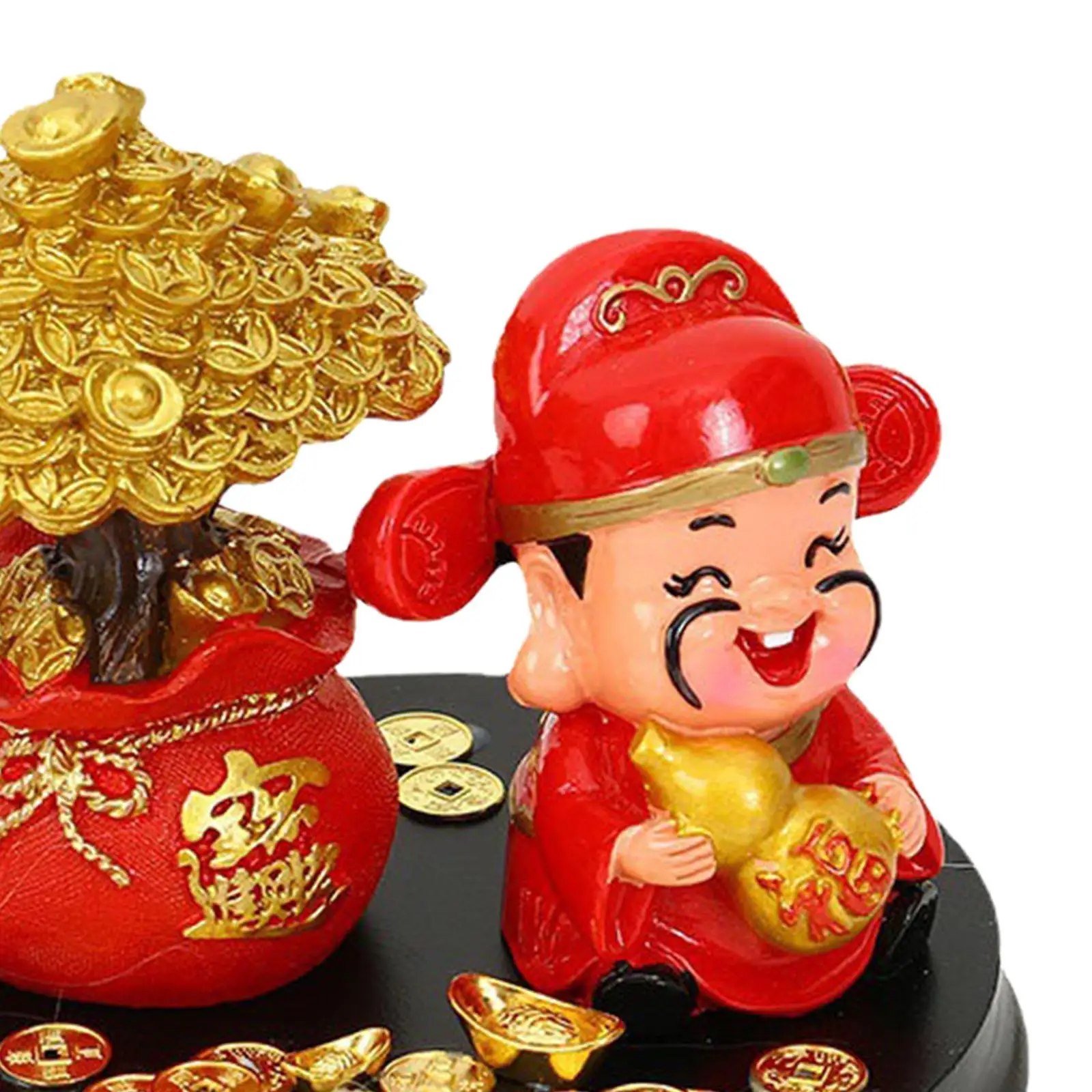 Fortune Trees Statue God of Wealth Figurine Mini Bonsai Tree