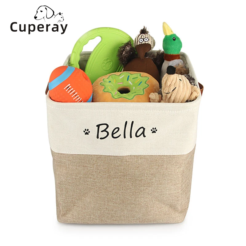 

DIY Custom Foldable Storage Bins for Dog Pet Toy Box Accessory Storage Bin with Handles,Organizer Storage Basket for Pet Toys