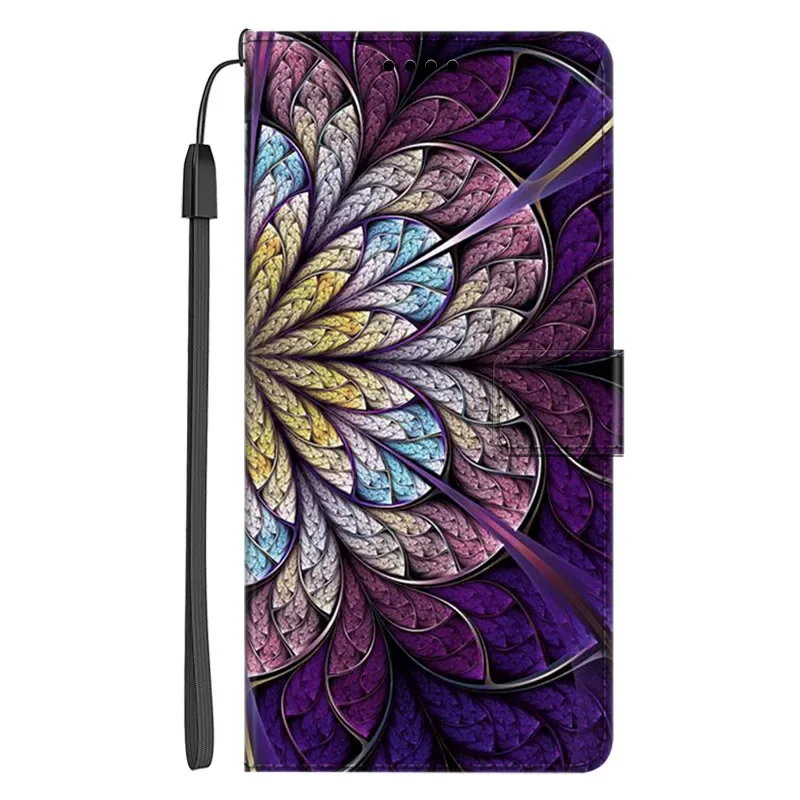 Luxury Leather Flip Case Wallet with Stand and Artistic Design