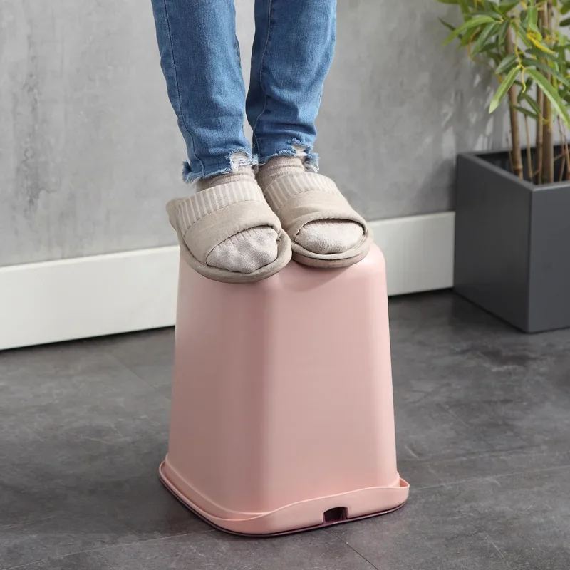 Simple Kitchen Trash Can Home Living Room Creative Garbage Basket Without Cover Ring Toilet Plastic Paper Basket Trash Can Box