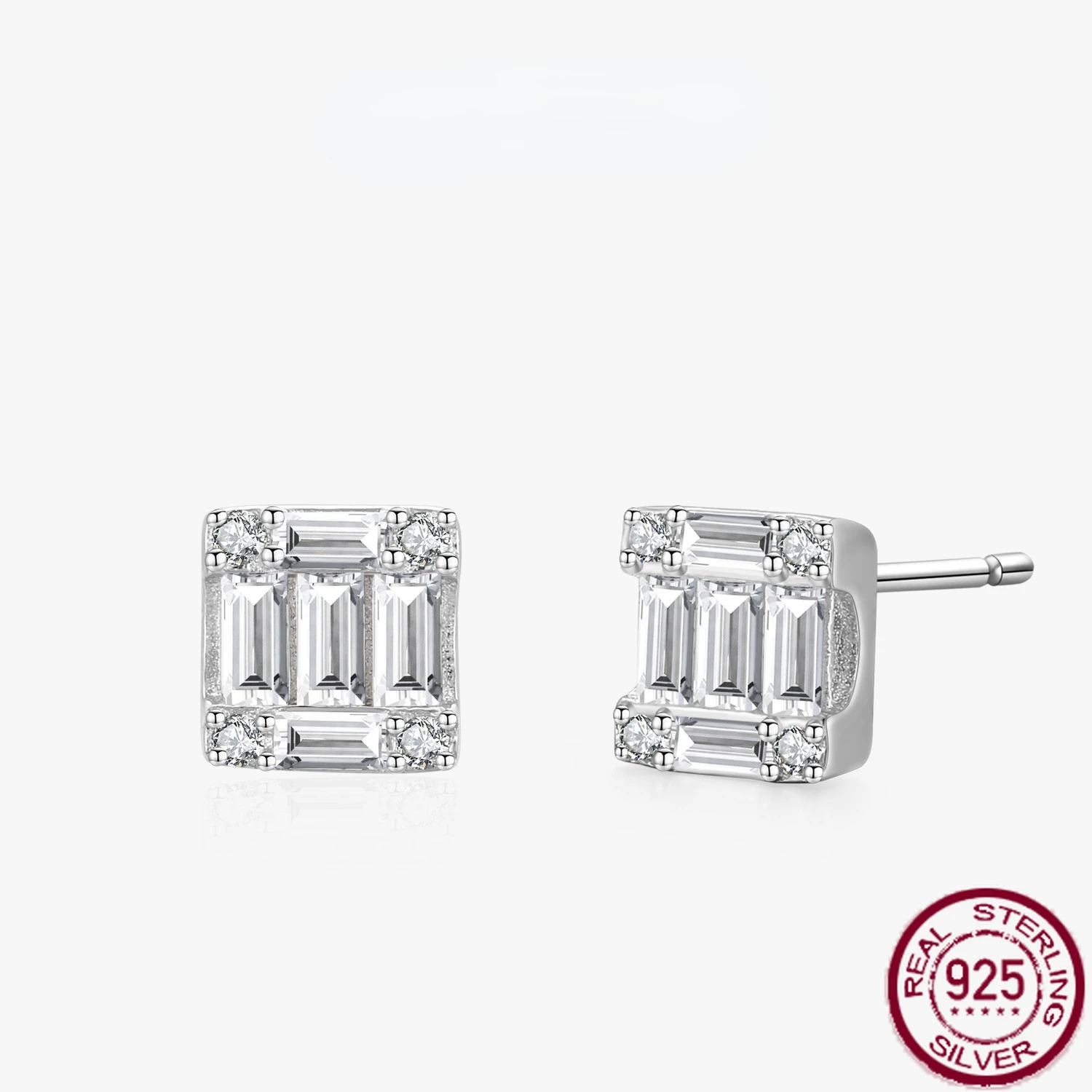 

Серебряные серьги S925 с геометрической инкрустацией, высококачественные, простые и модные, универсальные серьги, ювелирные изделия для женщин