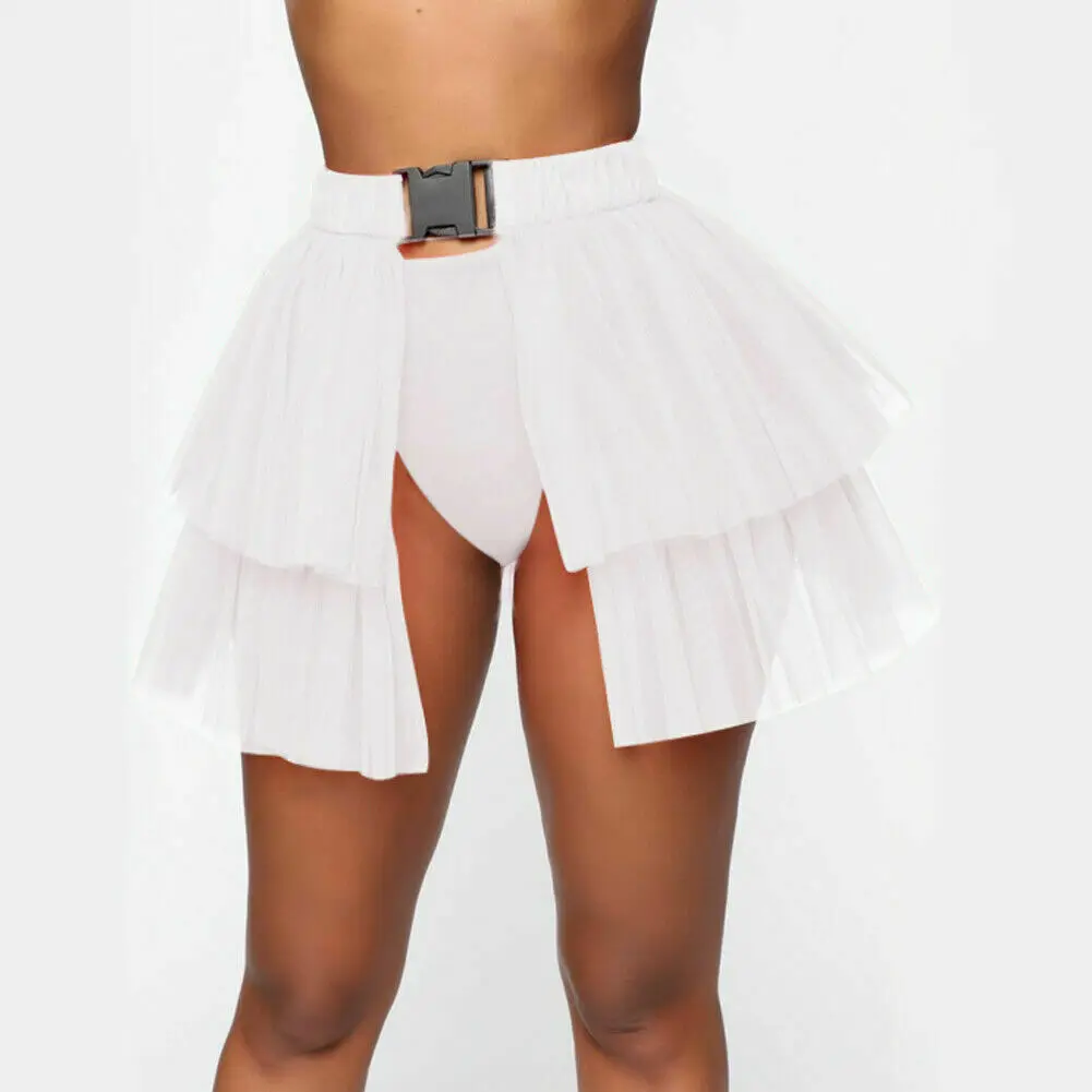 Womens Tutu Skirt Mesh Tulle High Low Bustle Skirt Dancing Petticoat Skirt Fluffy Underskirt Clubwear Party Dress 4