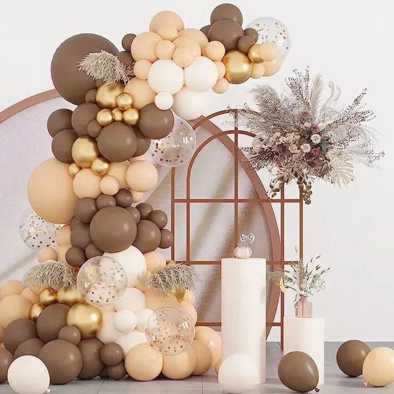 

155pcs Coffee Brown Nude White Balloon Garland Arch Kit Wedding Engagement Baby Shower 1st Boy Birthday Party Decoration Globos