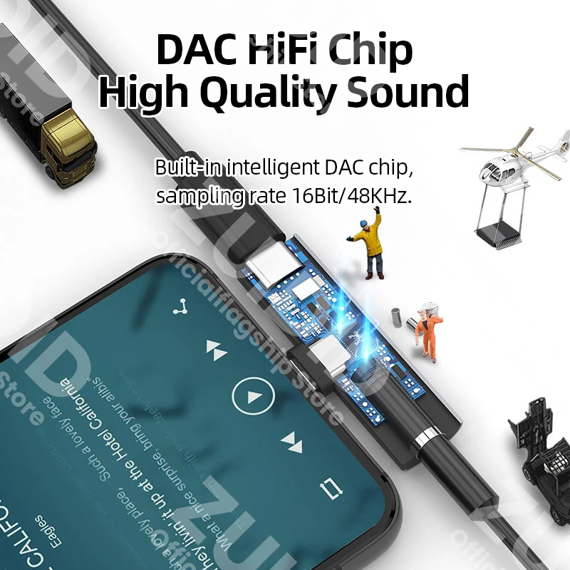 고속 충전 헤드폰 오디오 Aux 컨버터 디지털 디코더, USB C타입-USB C, 3.5mm DAC 이어폰 어댑터, PD60W, 2 인 1, 16 비트, 48kHz