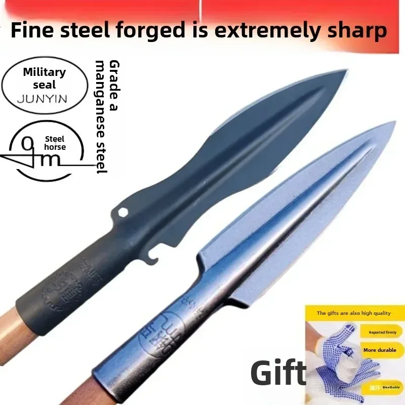 New Stainless Steel Spearhead Boar Spear Gardening Tip Shovel Outdoor Multi-Tool Spear survival gear camping tools edc 2