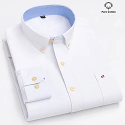 2023 New Men's Social Shirt Long Sleeve Pure Cotton Oxford Thin Soft Buttoned Plaid Formal Male Clothes Oversized Shirt 6XL