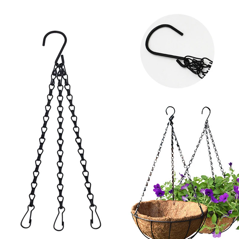 

1Pc 40/50cm Imitation Rattan Hanging Basket Flower Pot Chain With 3 Hooks Chains Plants Plant Grow Basin Home Garden Decor