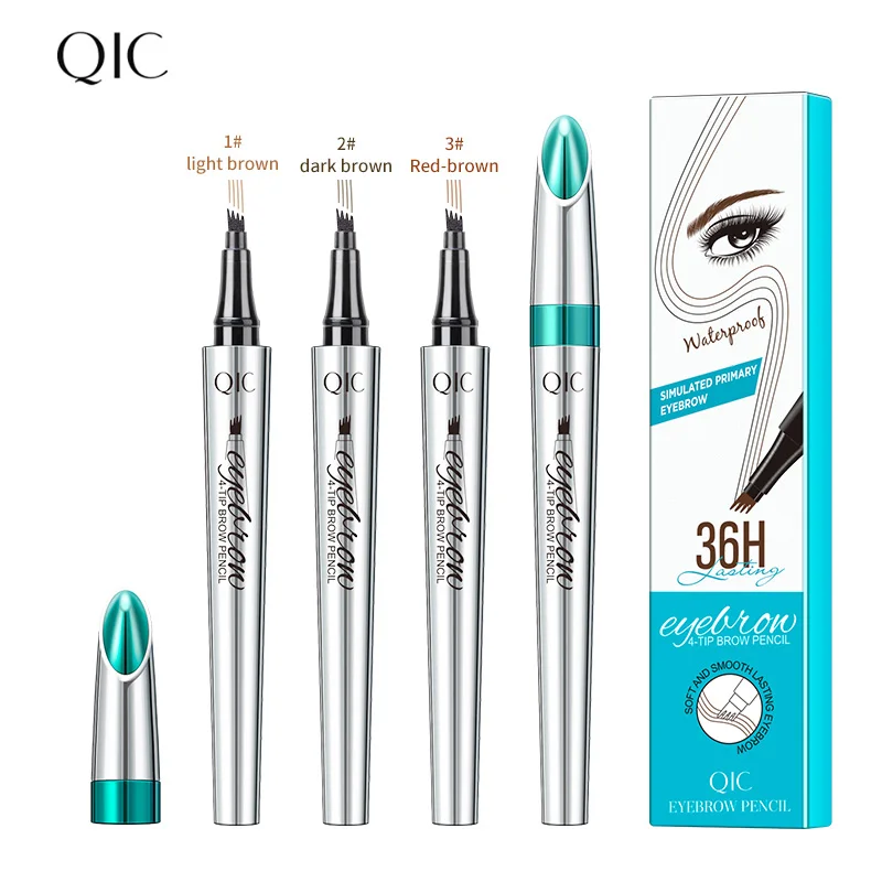 4 Punkte Augenbrauenstift 3 Farben Flüssiger Augenbrauenstift Dunkelbraun Microblading Augenbrauenstift Wasserdichter Augenbrauen-Tätowierungsstift Kosmetik_voghion.com