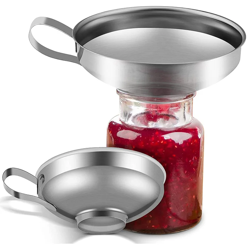 

Stainless Steel Wide Mouth Canning Funnel Large Cup Salad Dressing Hopper Liquid Oil Wine Water Spices Filter Kitchen Tools