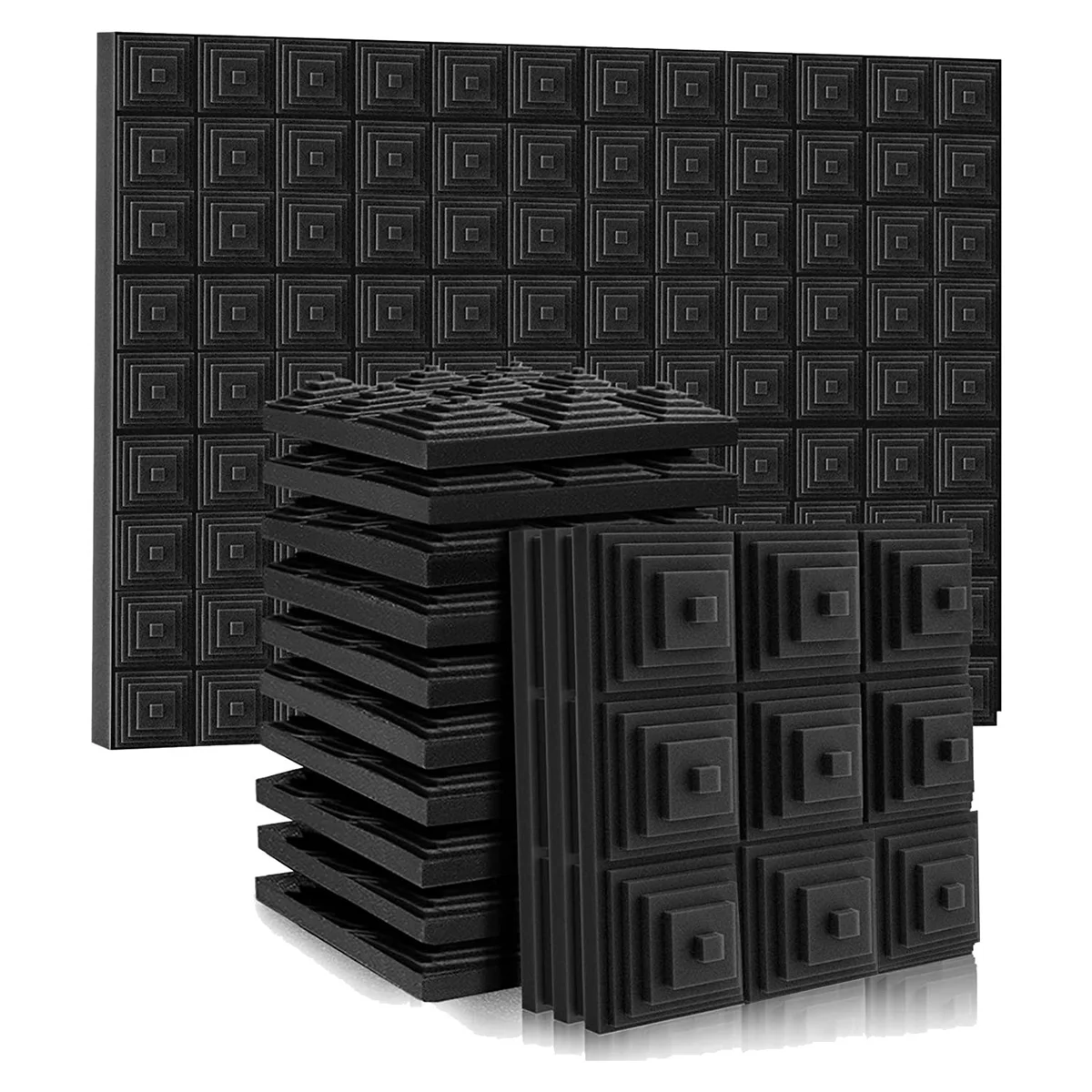 

12 Pack Sound Proof Acoustic Foam Panels,2x12x12 Inch Soundproof Wall Panels,Sound Absorbing Foam for Game Room,Bedroom