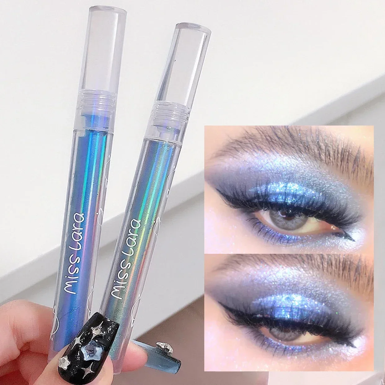 Waterproof Diamond Shiny Eye Liner Eyeshadow Lasting Pearl Blue Green Pink Color Glitter Paillettes Eyeliner Eyeshadow Makeup Tool