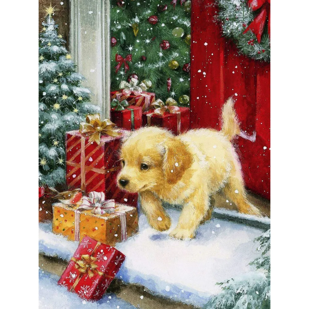 Tier Hund DIY 11CT Kreuz Stich Kits Handwerk Hand Set Baumwolle Gewinde Gedruckt Leinwand Home Dekoration Großhandel Neue Design