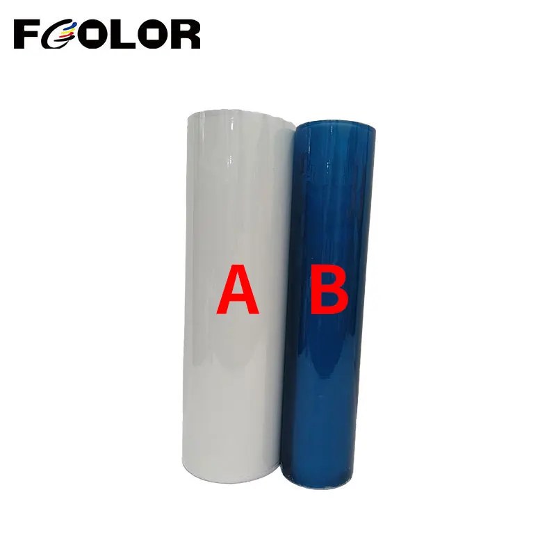 Fcolor 화이트 클리어 롤 UV DTF AB 필름, i3200 UV DTF 프린터용 라미네이트 스티커 A 필름, B 필름, 금속 유리로 전사, 60cm