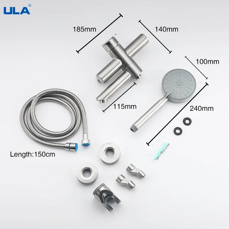 ULA Bathroom Shower Faucet Mixer Spout Bathtub Mixer Taps Hot Cold Bath Faucet Mixer Spout Shower System Rain Shower Head 6