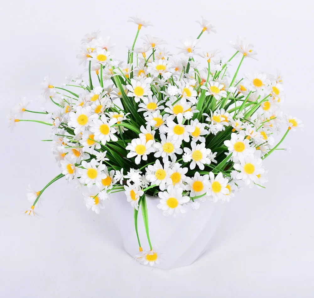 Artificial Daisies Flowers Outdoor UV Resistant Fake Foliage Plants Shrubs  for Window Box Hanging Farmhouse Indoor Outside Decor