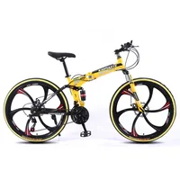Vélo de montagne pliable personnalisé en gros, VTT à double suspension, vélo à frein à disque 26/27,5/29 pouces, sports de plein air 5