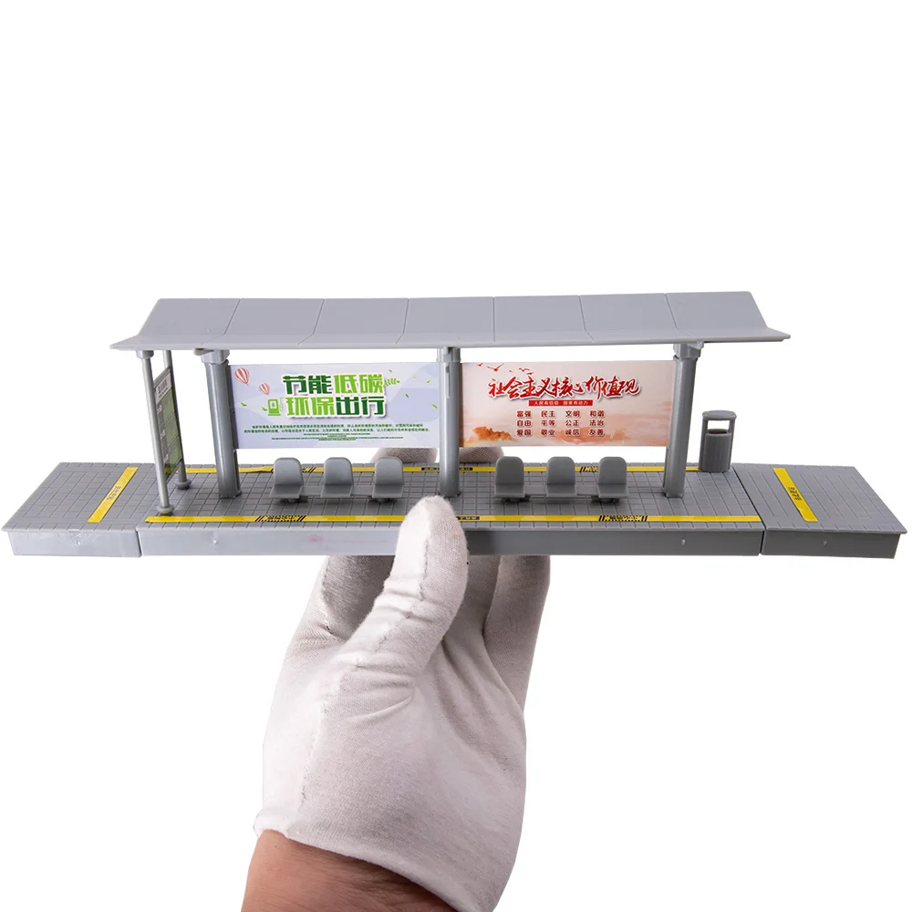 29*5.3*7.2cm Simulation Railway Platform Bus Stop Bus Station DIY Model Making Assembled Plastic Toys Kids' Birthday Gift 1Set 2