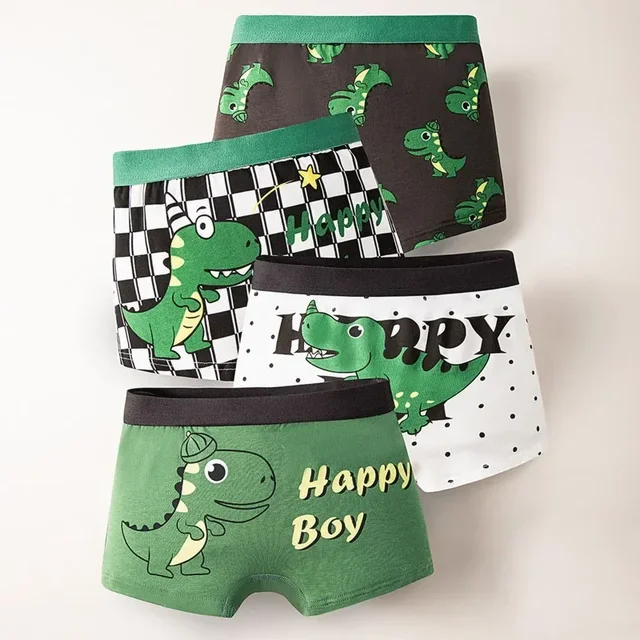Mutandine Boxer Bambino Con Stampa Dinosauro | 12 Pezzi In Cotone, Taglie 3-13 Anni