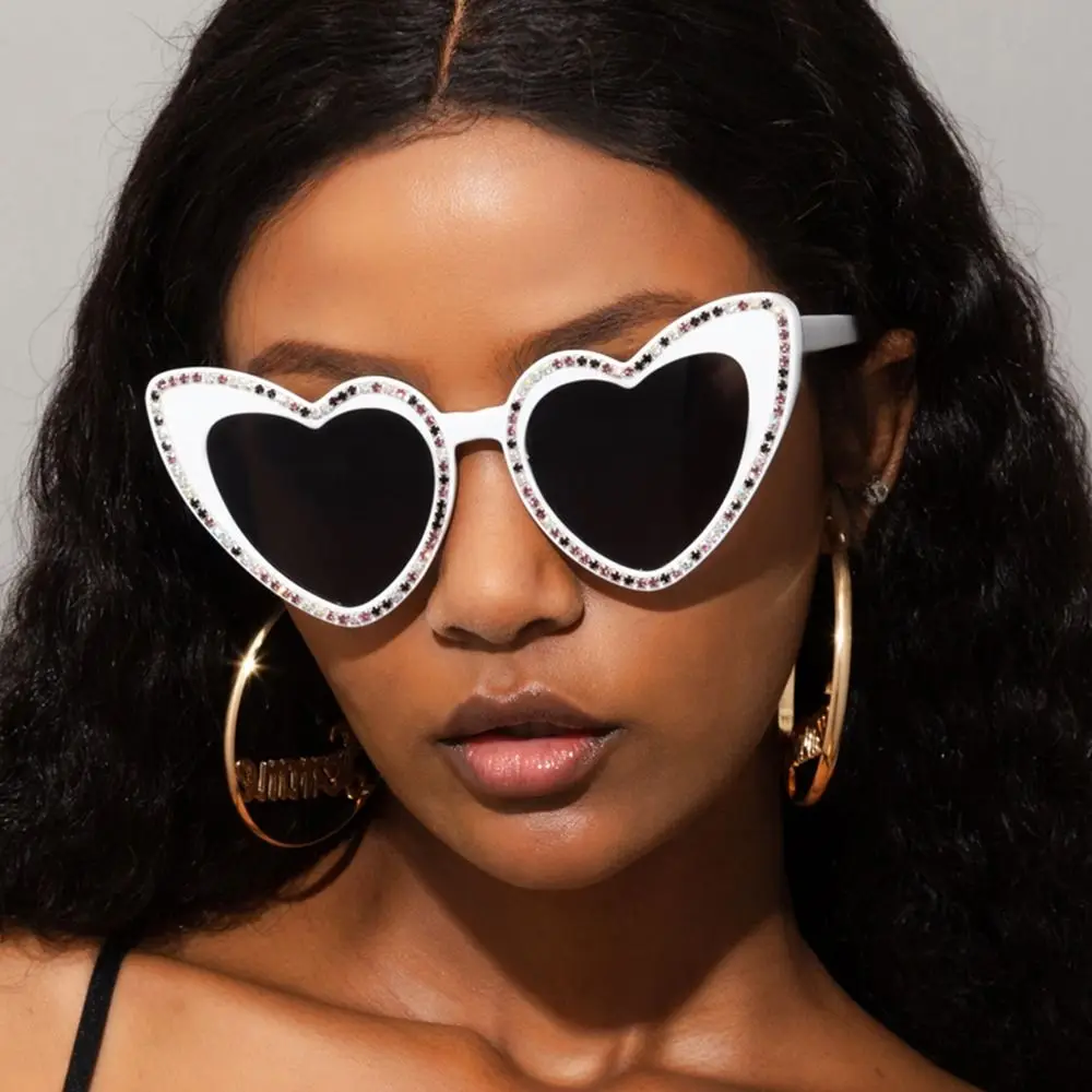 

Black Diamond Heart Sunglasses Disco Shining Sun Glasses Eyewear Unisex