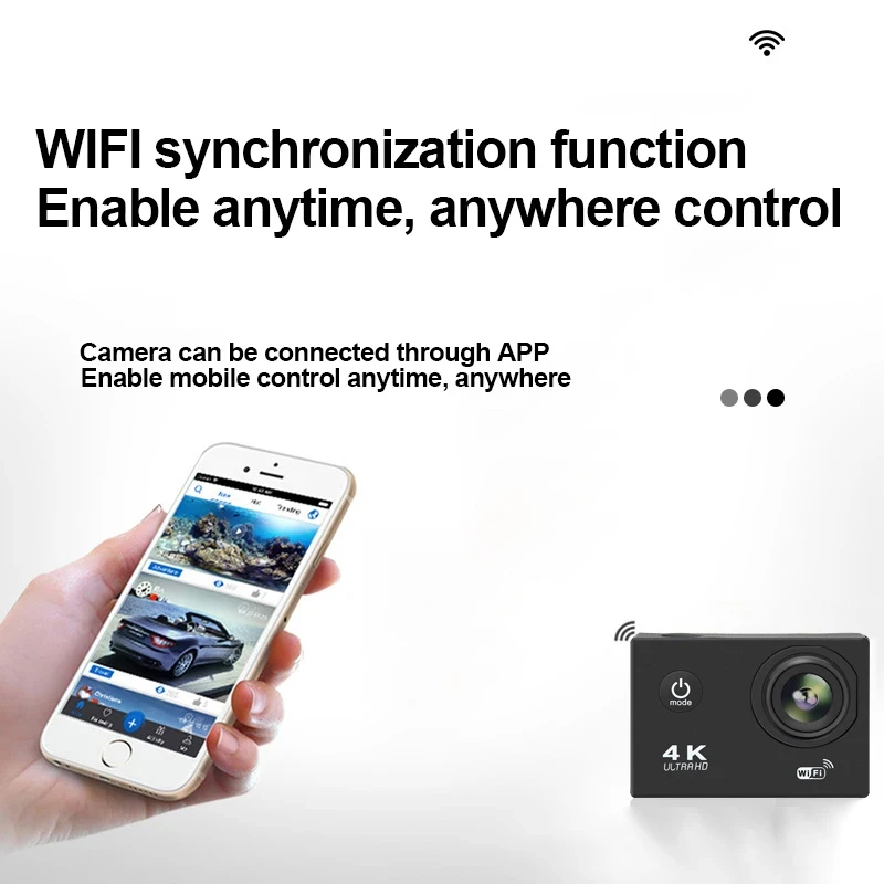 Waterproof Sports Camera HD 1080P 30FPS Mini Model 2.0inch Screen Underwater 30m Shooting Mini Camera Outdoor Kit Loop Recording