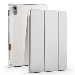 Clear Soft Cover Case with Pencil Holder for XiaoxinPad Plus 2023 (Gray)
