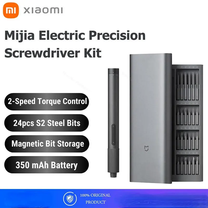 Xiaomi Mijia Kit cacciavite elettrico di precisione 2 coppia ingranaggi 400  vite 1 scatola magnetica in alluminio ricaricabile di tipo C