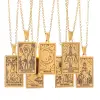 Collar de cartas de Tarot, amuleto de acero inoxidable, joyería de Tarot de la suerte, gargantilla para mujer, collares con colgantes de mago/estrella/luna/sol, venta al por mayor 1