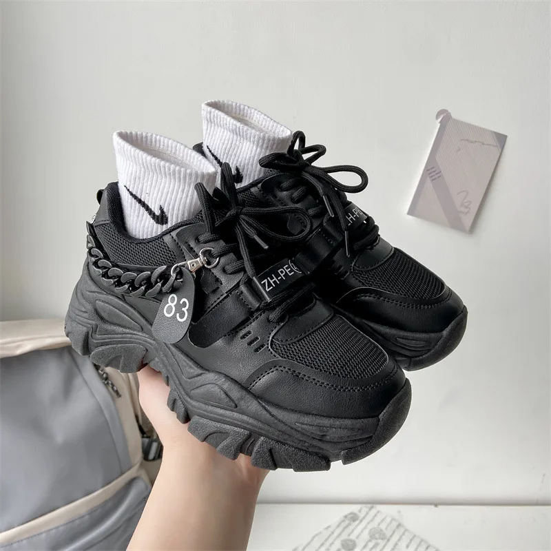 Ko Utålelig Kære 2023 Women's Chunky Sneakers Thick Bottom Platform Chain Vulcanize Shoes  Fashion Breathable Casual Walking Shoe for Woman Female - AliExpress