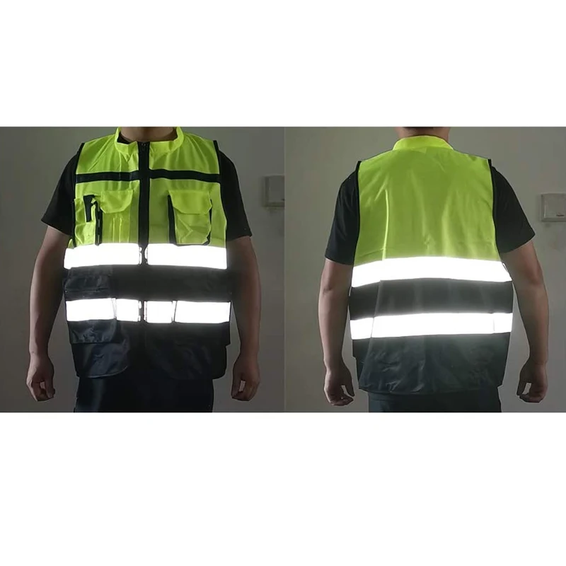 High Visibility Reflective Safety Vests Traffic Construction Vest Functional Pockets reflective safety vest,reflective safety jacket
