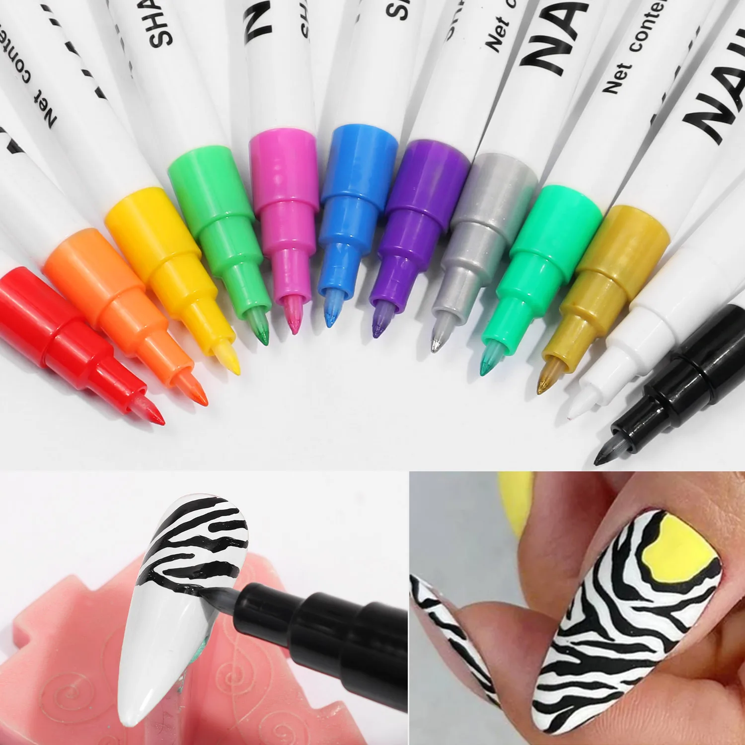 6 Color 3D Nail Art Pens Set Kalolary Nail Point Graffiti Dotting Pen  Drawing Painting Liner Brush for DIY Nail Art Beauty Adorn Manicure Tools  (A)