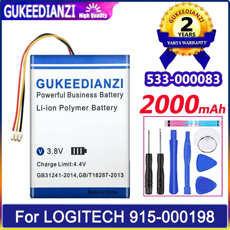 Gukeedianzi Batteria 533-000083/533-000084 2000Mah Per Logitech 915-000198 Harmony Touch Ultimate One 1209 Bateria