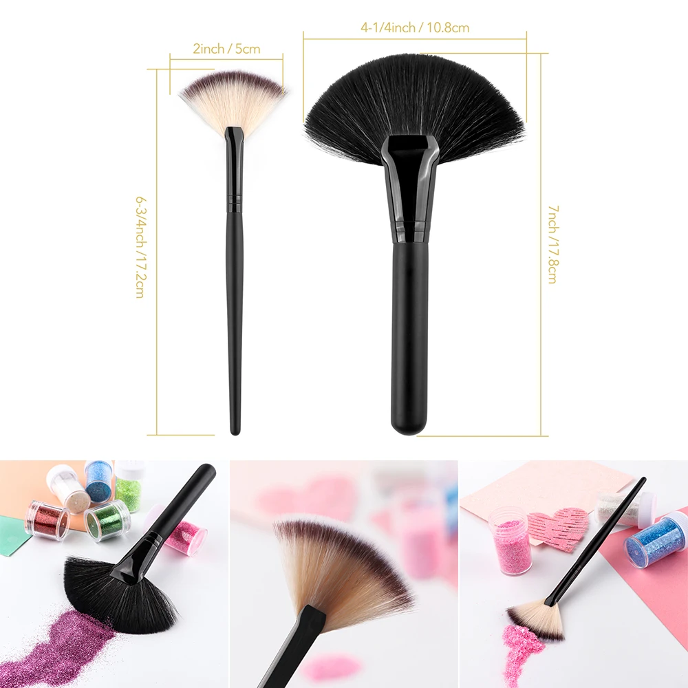 

2pcs/set Useful Surface Sweep Brushes for Removing Glitter Powders 17/18cm Length Fan Shape Synthetic Brushes Tools 2023 Hot