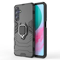 Shockproof Phone Case with Ring Stand and Enhanced Protection for Galaxy F04 4G (Black)