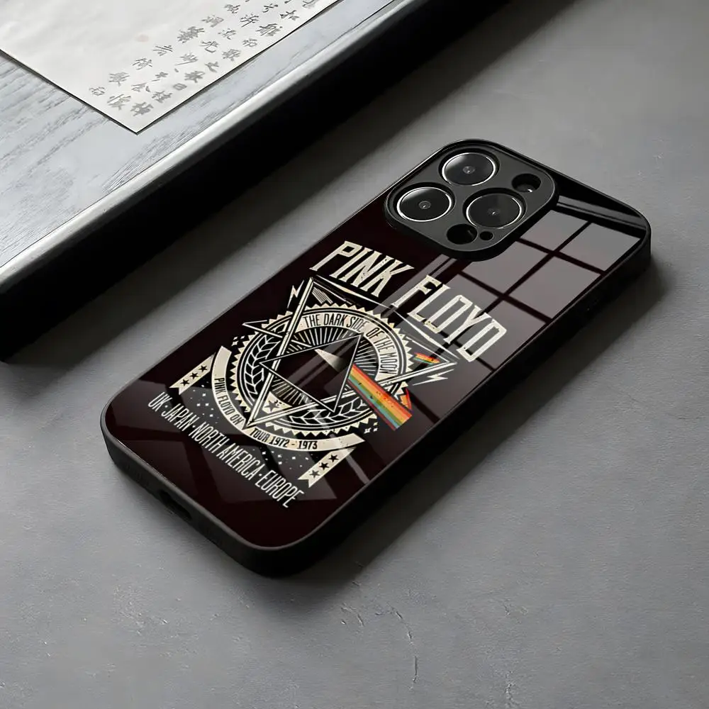 Pink Floyd Inspired Glass Phone Case - Eye-Catching Rock Band Design