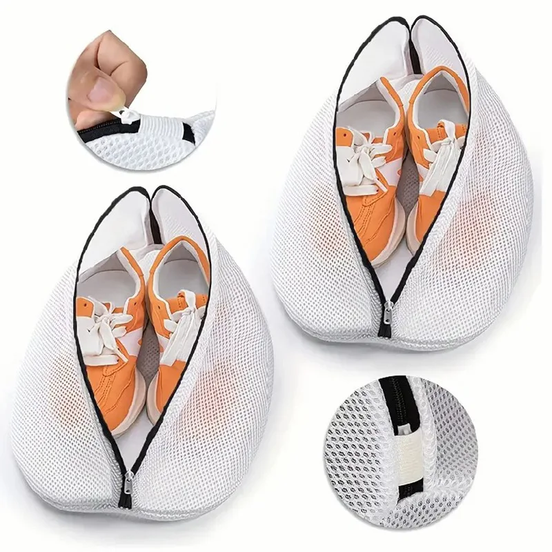 Mesh Laundry Bag Washing Machine Shoes Bag with Zips Travel Shoe Storage Bags Protective Clothes Storage Box Organizer Bags 2