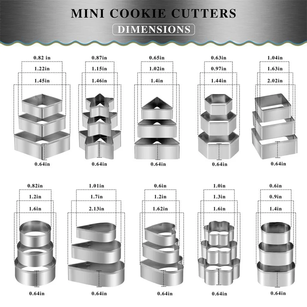 30pcs Stainless Steel Cookie Cutter Set – Includes various shapes for DIY fondant, cake... - SKU PCB12819 - UGI Packaging