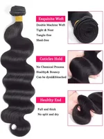 Extensions de cheveux humains 100% naturels, 40 pouces, ondulés, brésiliens, birmans, tissage lâche, 3 ou 4 paquets, noir naturel vierge, tissage au crochet. 5