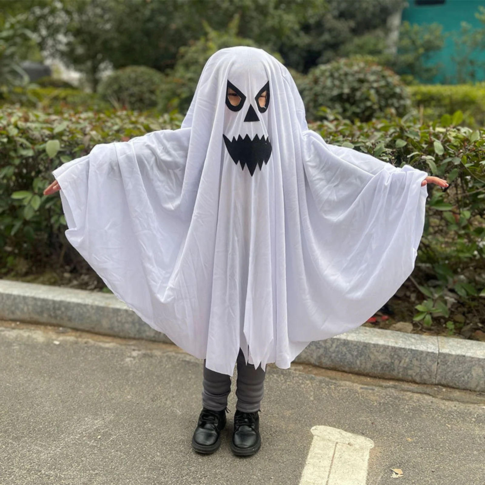 Combhasaki-disfraces de fantasma para Halloween, capa blanca para Cosplay,  juego de rol, disfraz para niños de 5 a 10 años - AliExpress