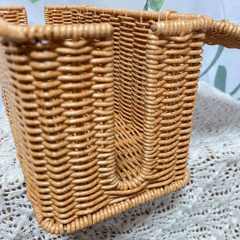 Storage Basket Rattan Wire Cable Organizer Handwoven Rattan Cable Management Box with 2 Slots for Power Cords Hidden Box Basket 5