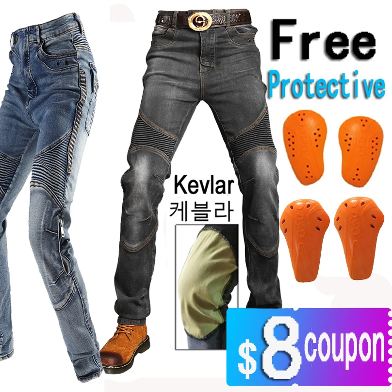 Men Aramid jeans Kevlar Moto Pants Protective Gear Touring fireproof and wearable Motorbike Trousers