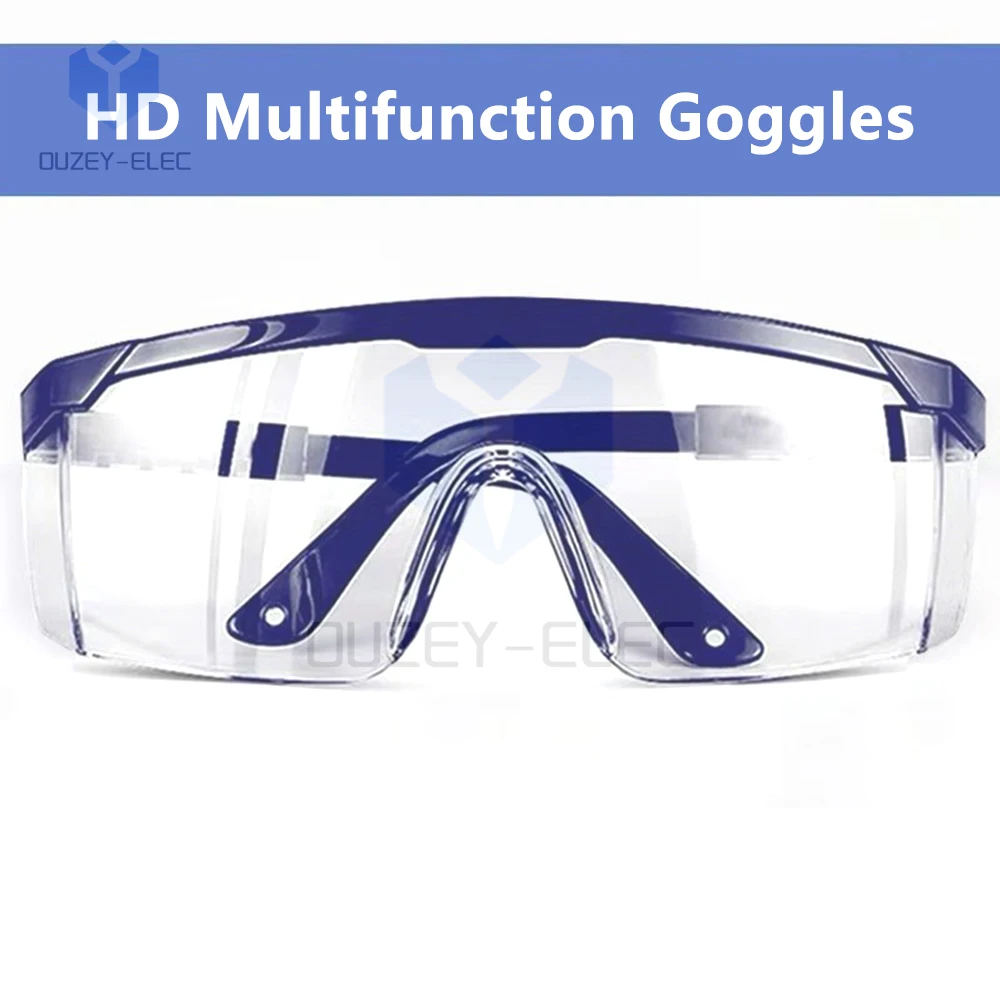 Óculos de Segurança Telescópica Trabalho Anti Poeira Anti-Fog Antisand Windproof Impact Splash Transparente Goggles Eye Protection