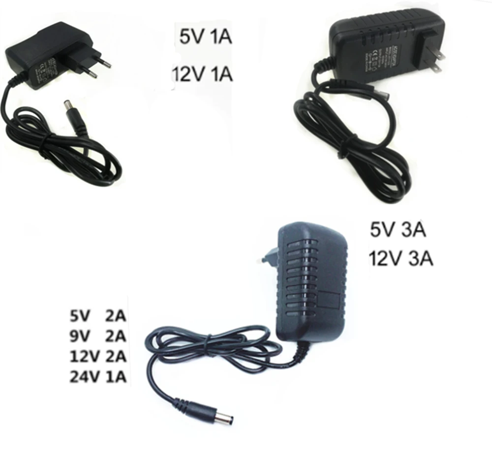 5V 2A Power Supply Adapter with US/EU Plug Switch for DC5V LED Strip Lights 