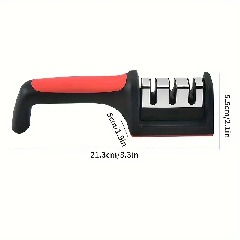 Kitchen 3 Segment Knife Sharpener Household Multi-Functional Hand-Held 3 Purpose Black Sharpening Stone Kitchen Knives Gadget 6
