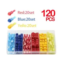 120 Pieces/Box Quick Cable Connectors Snap-Lock Wire Terminals Crimp T-Type Connector Wire Connector Combo Kit - Image 2