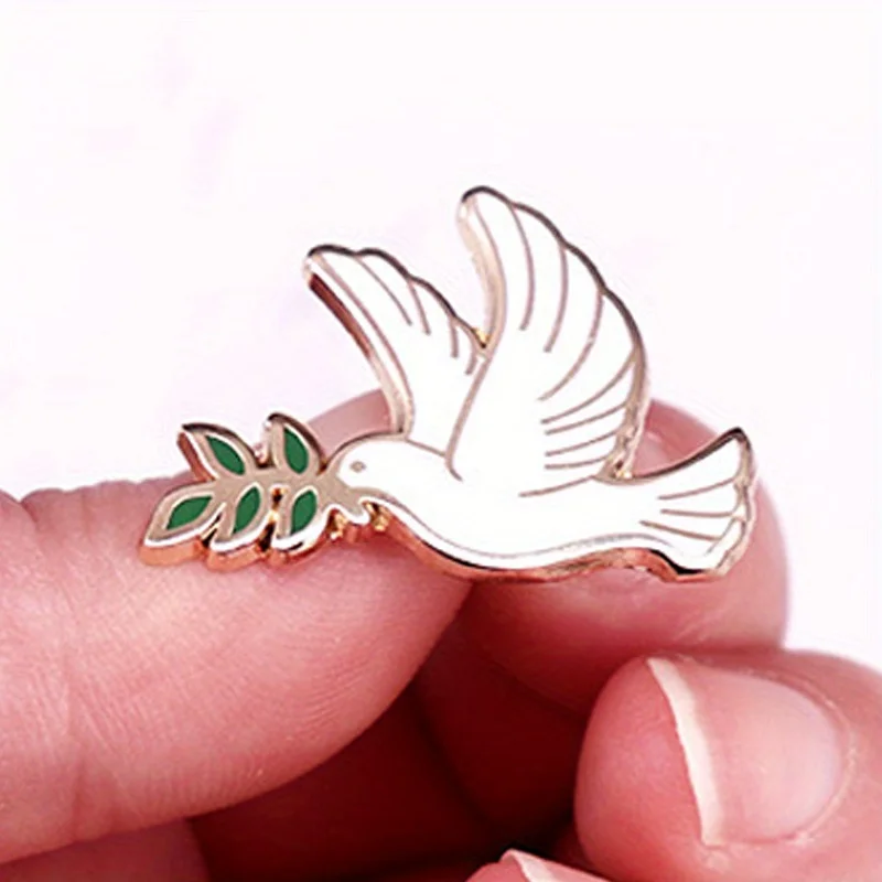 Peace Dove Olive Branch Emaille Brosche Pin Tier Taube Abzeichen