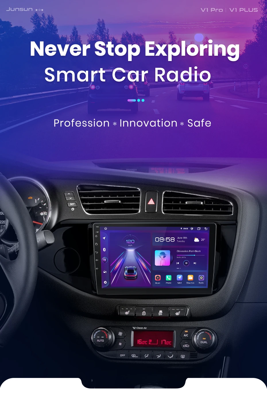 Junsun AI Wireless CarPlay für Apple Android Auto Autoradio für Kia CEED 2 JD 2012 2013 2014 2015-2018 Multimedia Navi Stereo – Detail 5
