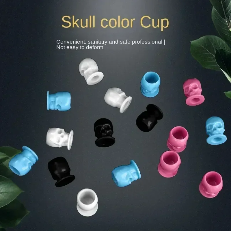 50Pcs Makeup Coloring Pigment Cup Container Tattoo Accessory  Disposable Tattoo Skull Ink Cups Permanent for Tattoo Artists